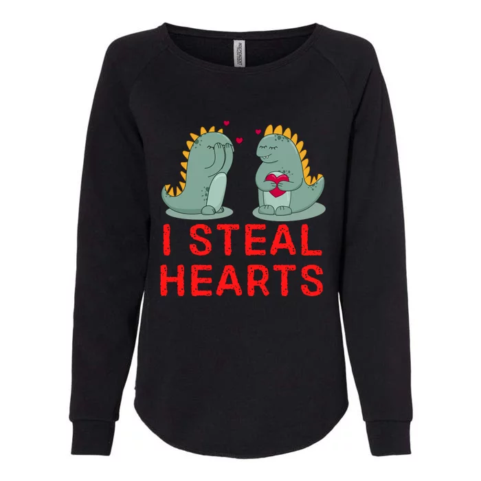 Dinosaur I Steal Hearts Valentines Day Womens California Wash Sweatshirt