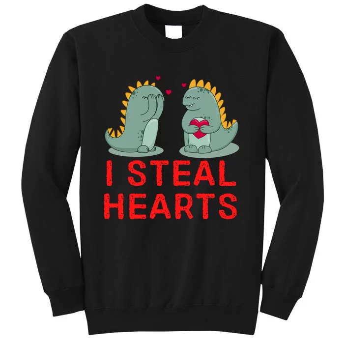 Dinosaur I Steal Hearts Valentines Day Tall Sweatshirt