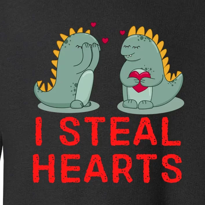 Dinosaur I Steal Hearts Valentines Day Toddler Sweatshirt