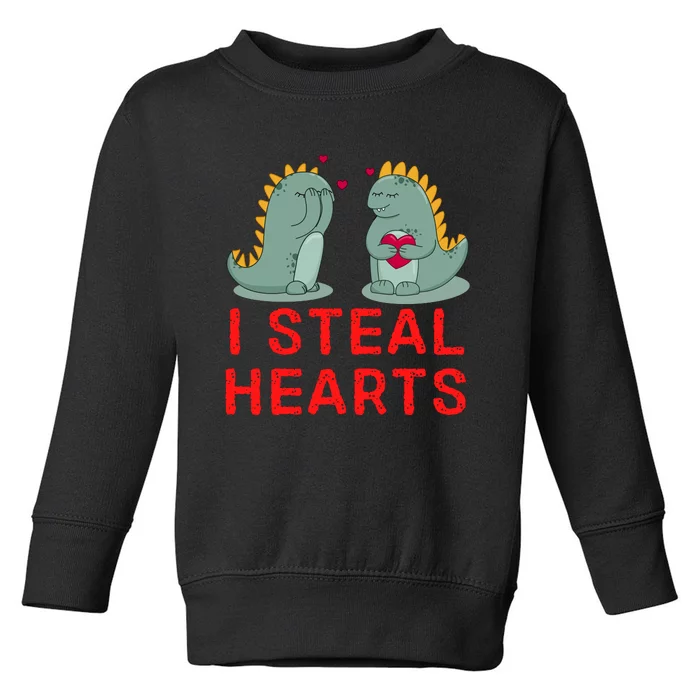 Dinosaur I Steal Hearts Valentines Day Toddler Sweatshirt