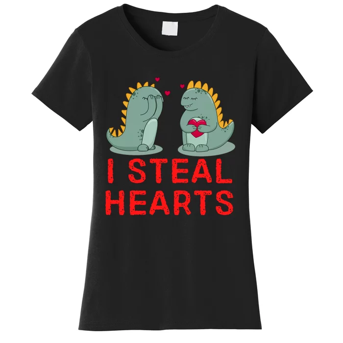 Dinosaur I Steal Hearts Valentines Day Women's T-Shirt