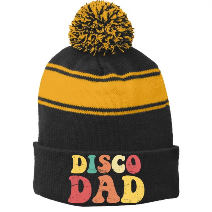 Disco Dad Stripe Pom Pom Beanie