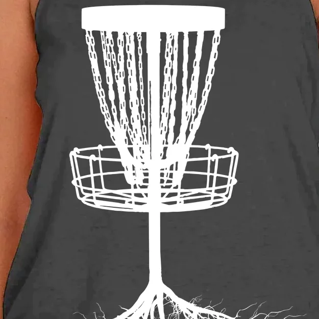 Disk Golf Tree Roots Funny Sports Women's Knotted Racerback Tank