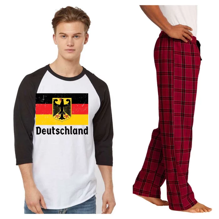 Distress German Deutschland Flag Raglan Sleeve Pajama Set