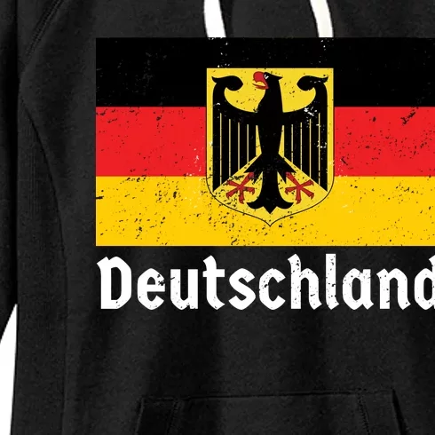 Distress German Deutschland Flag Women's Fleece Hoodie