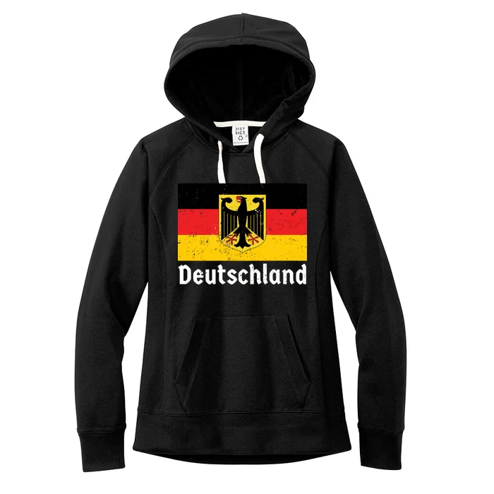 Distress German Deutschland Flag Women's Fleece Hoodie