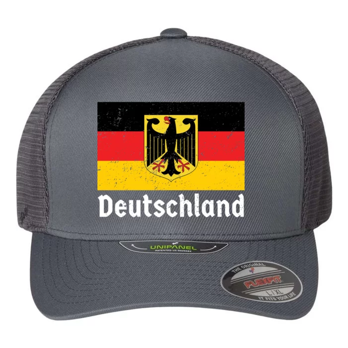 Distress German Deutschland Flag Flexfit Unipanel Trucker Cap