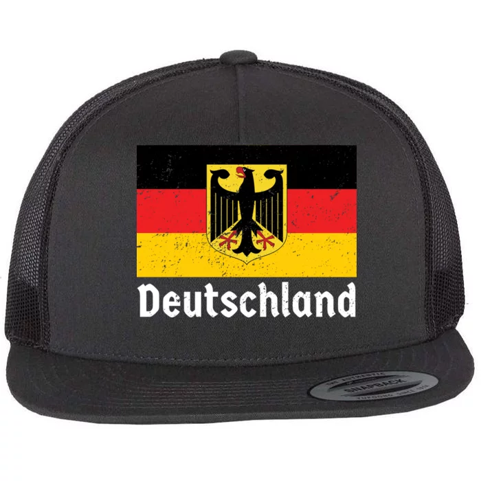 Distress German Deutschland Flag Flat Bill Trucker Hat