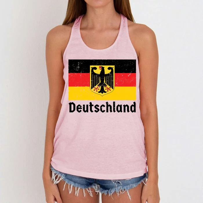 Distress German Deutschland Flag Women's Knotted Racerback Tank