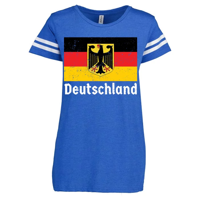 Distress German Deutschland Flag Enza Ladies Jersey Football T-Shirt