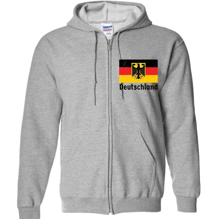 Distress German Deutschland Flag Full Zip Hoodie