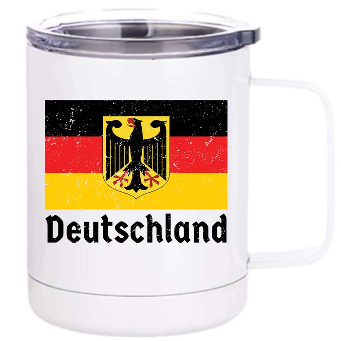 Distress German Deutschland Flag Front & Back 12oz Stainless Steel Tumbler Cup