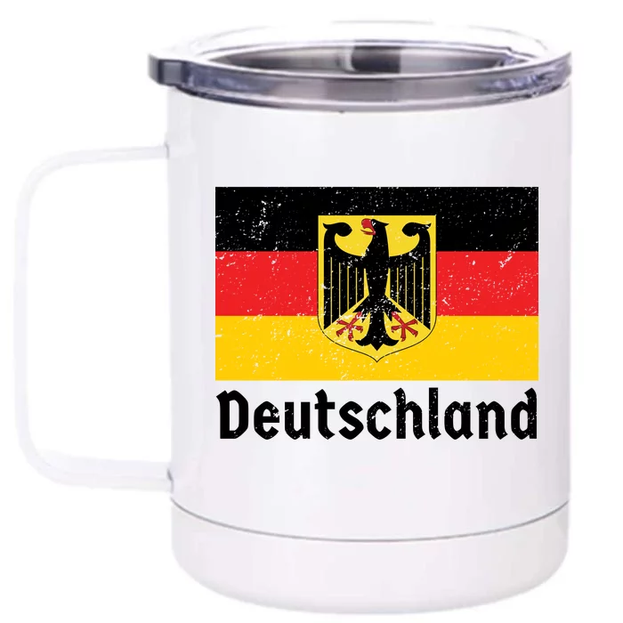 Distress German Deutschland Flag Front & Back 12oz Stainless Steel Tumbler Cup