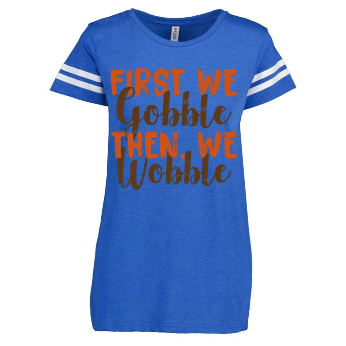 Distress Thanksgiving Wobble Enza Ladies Jersey Football T-Shirt