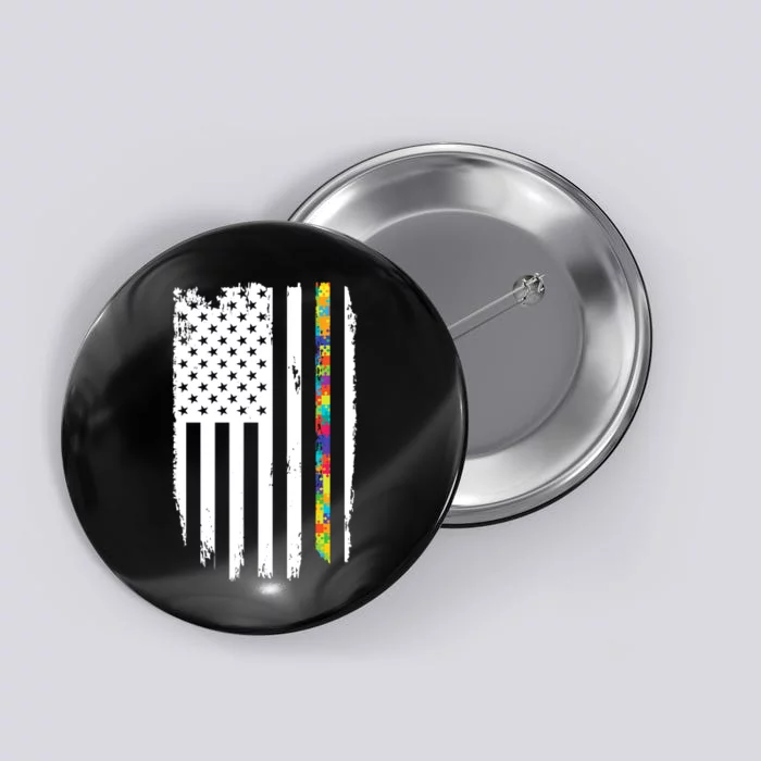 Distress Thin Puzzle Line Autism Awareness Tribute Flag Button