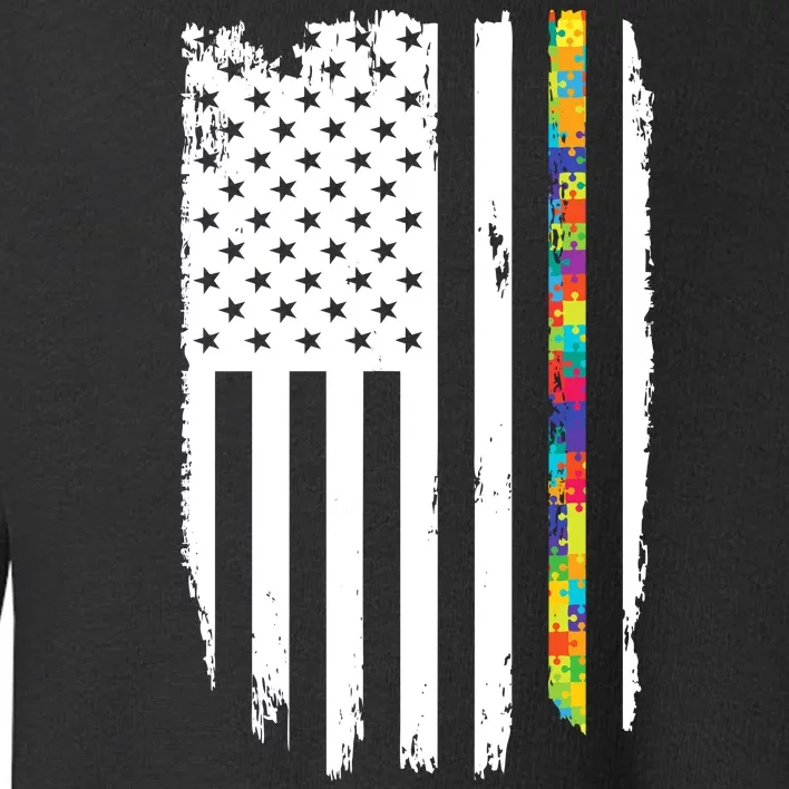 Distress Thin Puzzle Line Autism Awareness Tribute Flag Toddler Sweatshirt