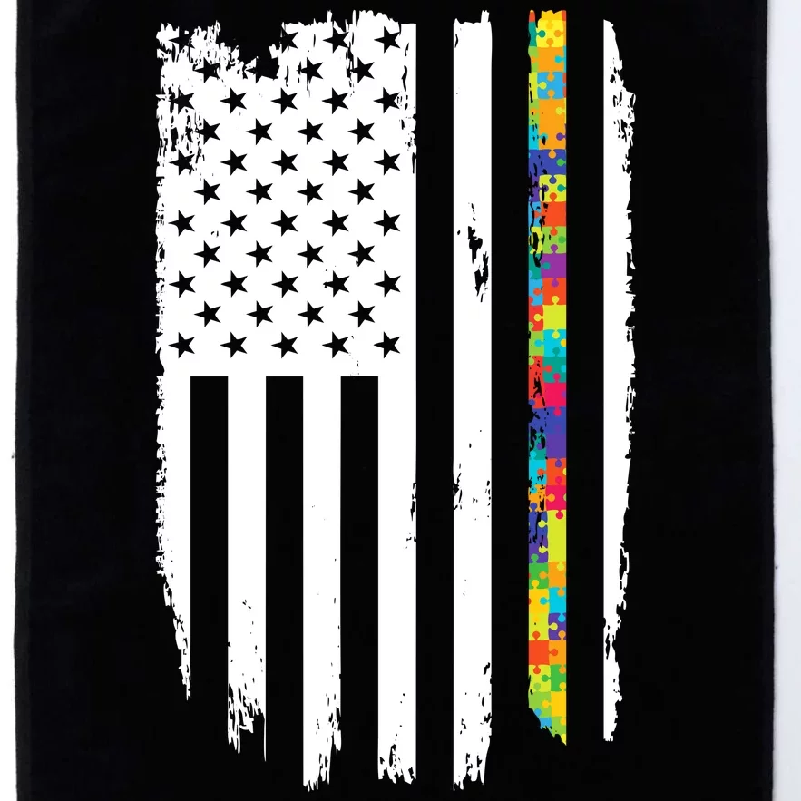 Distress Thin Puzzle Line Autism Awareness Tribute Flag Platinum Collection Golf Towel