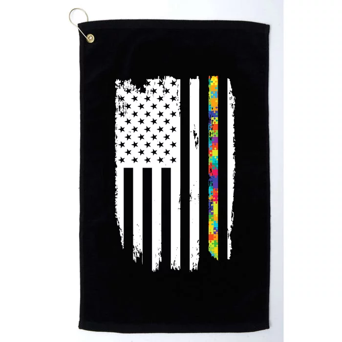 Distress Thin Puzzle Line Autism Awareness Tribute Flag Platinum Collection Golf Towel