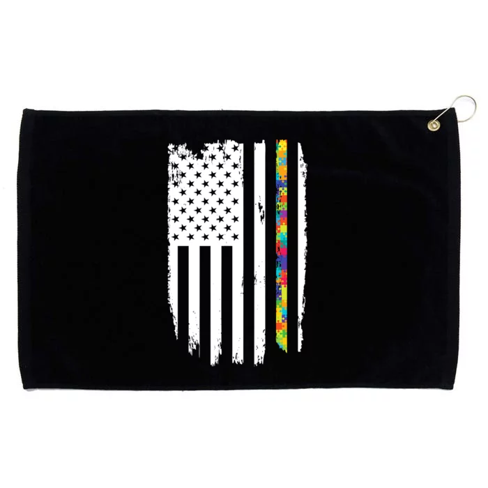 Distress Thin Puzzle Line Autism Awareness Tribute Flag Grommeted Golf Towel