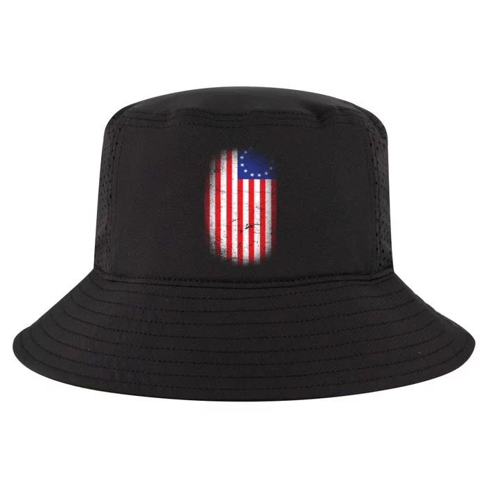 Distressed 13 Colonies Betsy Ross First American Flag Cool Comfort Performance Bucket Hat