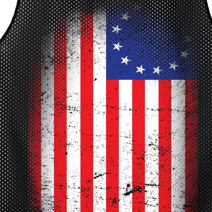 Distressed 13 Colonies Betsy Ross First American Flag Mesh Reversible Basketball Jersey Tank