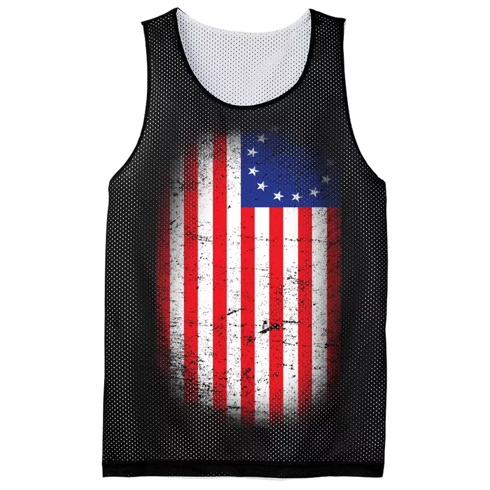 Distressed 13 Colonies Betsy Ross First American Flag Mesh Reversible Basketball Jersey Tank