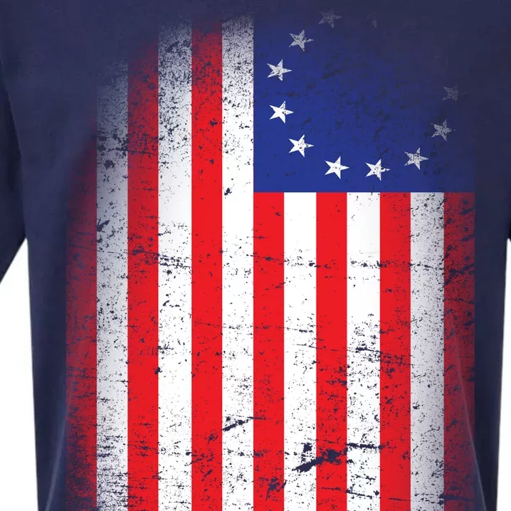 Distressed 13 Colonies Betsy Ross First American Flag Sueded Cloud Jersey T-Shirt