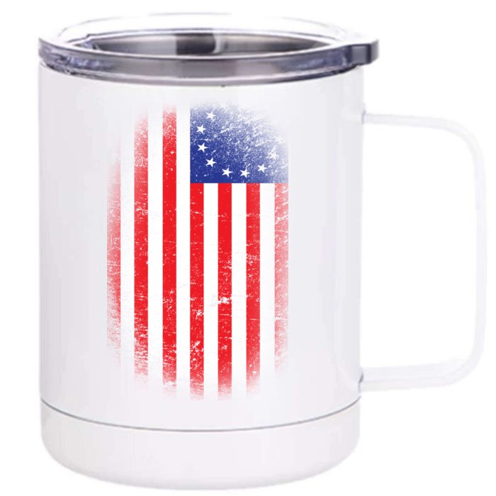 Distressed 13 Colonies Betsy Ross First American Flag Front & Back 12oz Stainless Steel Tumbler Cup