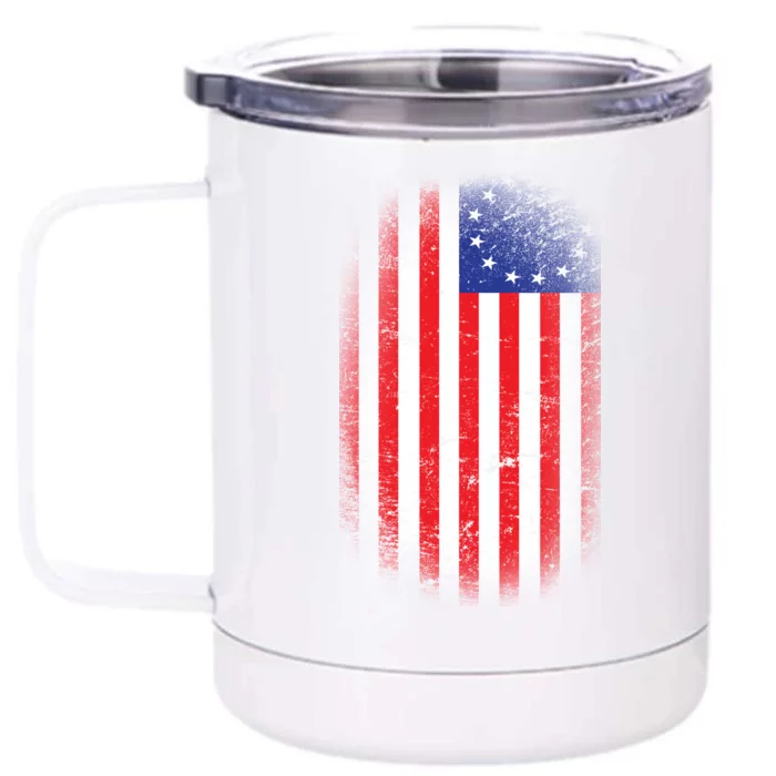 Distressed 13 Colonies Betsy Ross First American Flag Front & Back 12oz Stainless Steel Tumbler Cup