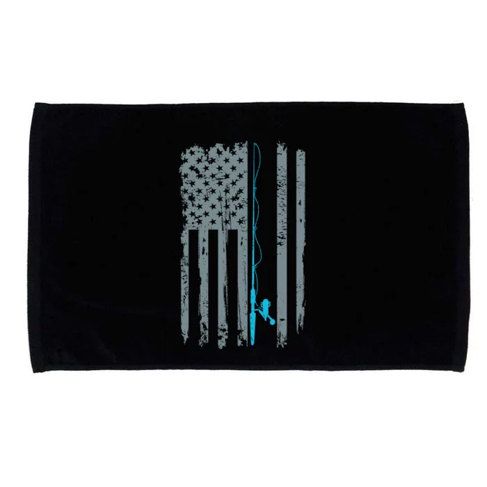 Distressed American Flag Fishing Pole Microfiber Hand Towel