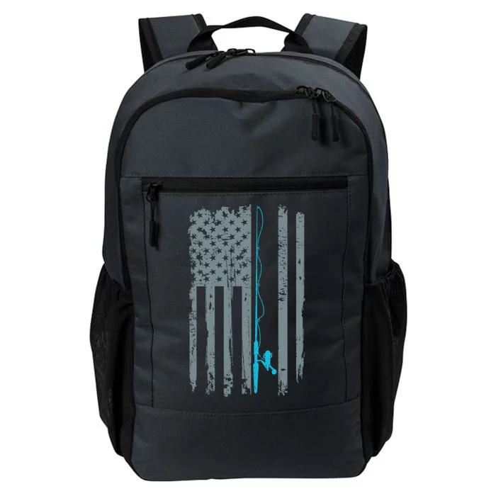 Distressed American Flag Fishing Pole Daily Commute Backpack