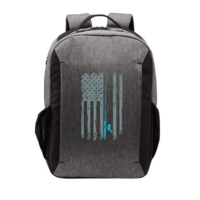 Distressed American Flag Fishing Pole Vector Backpack