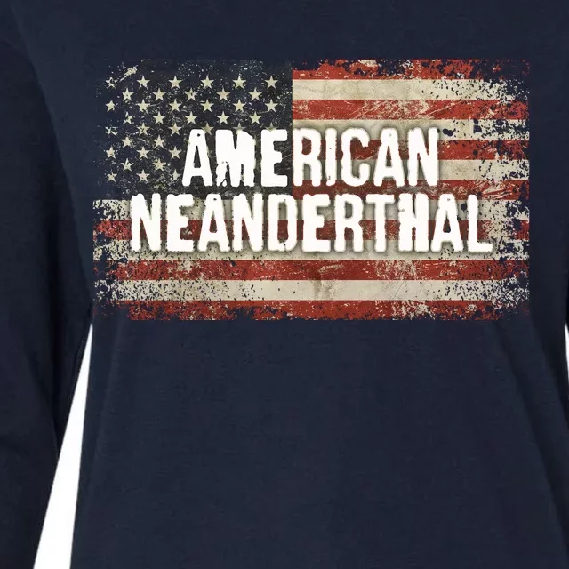 Distressed American Neanderthal Womens Cotton Relaxed Long Sleeve T-Shirt