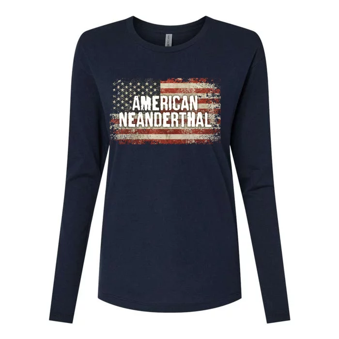 Distressed American Neanderthal Womens Cotton Relaxed Long Sleeve T-Shirt