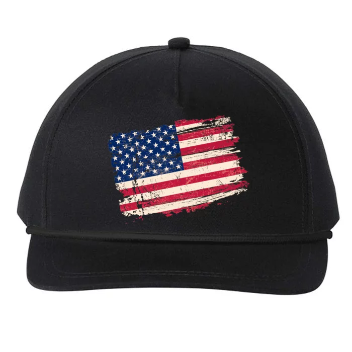 Distressed American US Flag Snapback Five-Panel Rope Hat