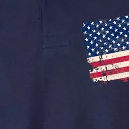 Distressed American US Flag Softstyle Adult Sport Polo