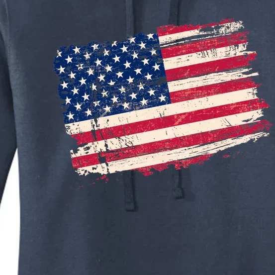 Distressed American US Flag Women's Pullover Hoodie