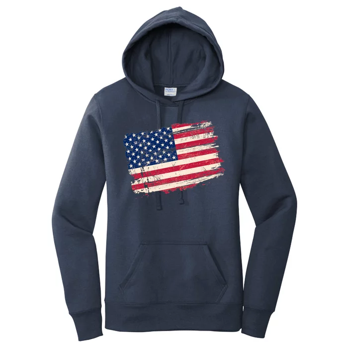 Distressed American US Flag Women's Pullover Hoodie