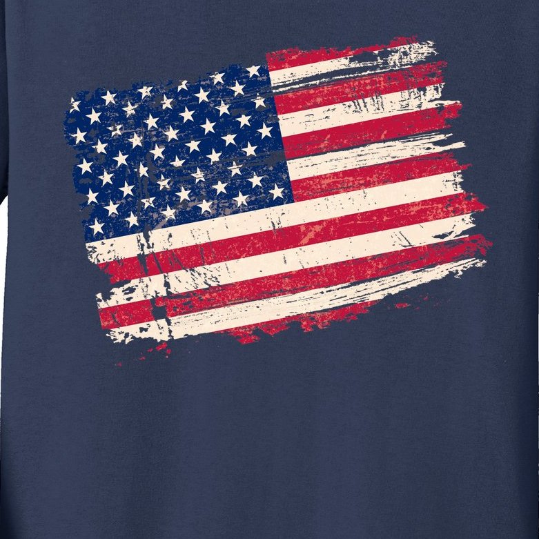 Distressed American US Flag Kids Long Sleeve Shirt