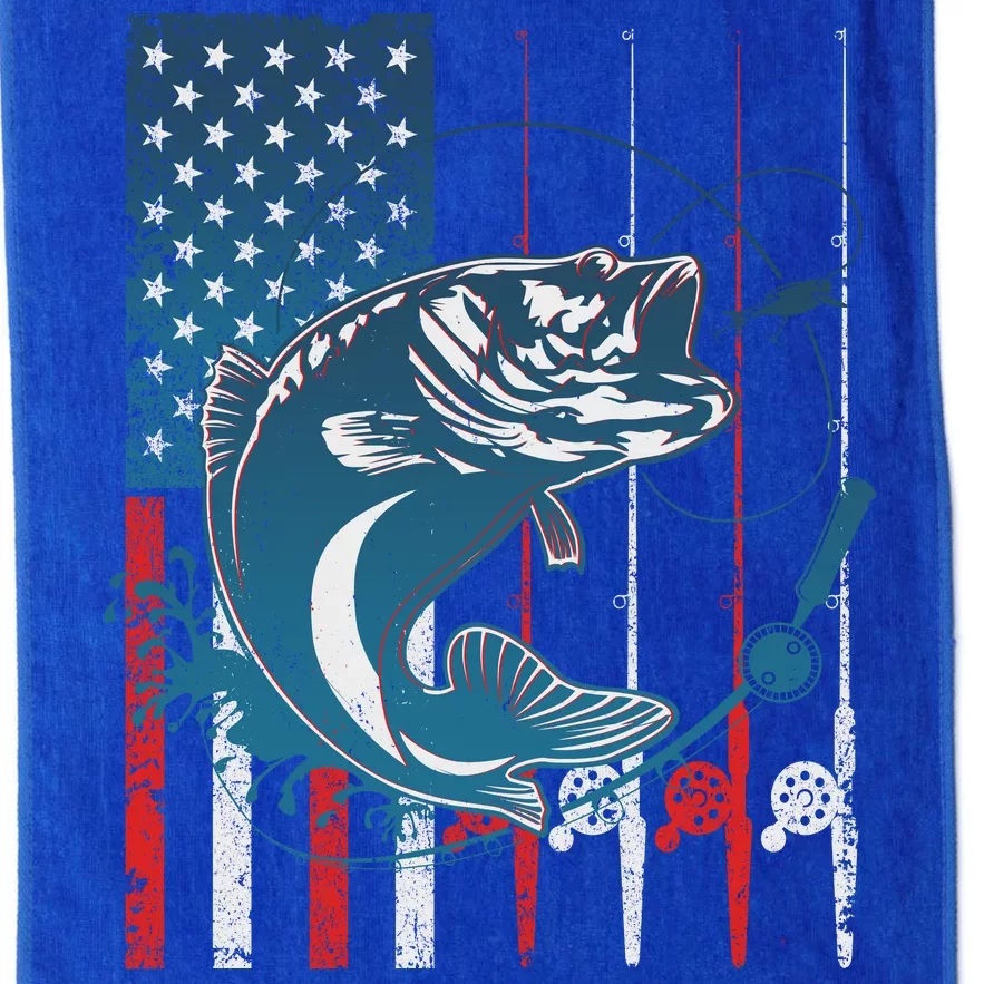 Distressed American USA Flag Bass Fishing Platinum Collection Golf Towel