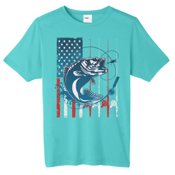 Distressed American USA Flag Bass Fishing ChromaSoft Performance T-Shirt