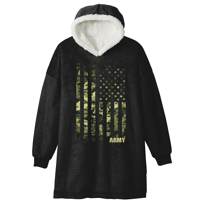 Distressed Army USA Flag Hooded Wearable Blanket