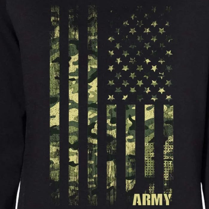 Distressed Army USA Flag Womens California Wash Sweatshirt