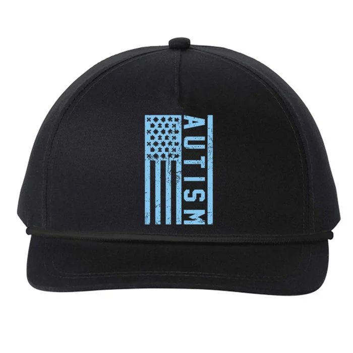 Distressed Autism Flag Snapback Five-Panel Rope Hat