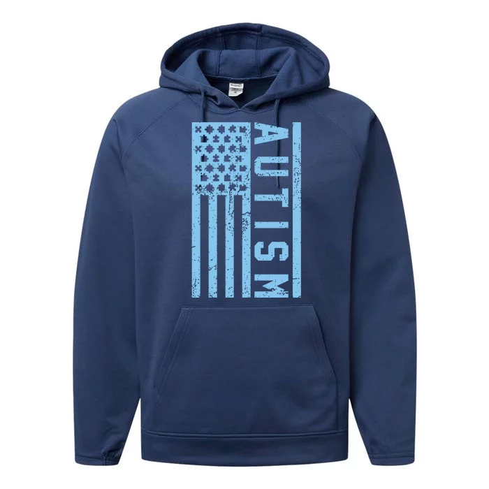 Distressed Autism Flag Performance Fleece Hoodie