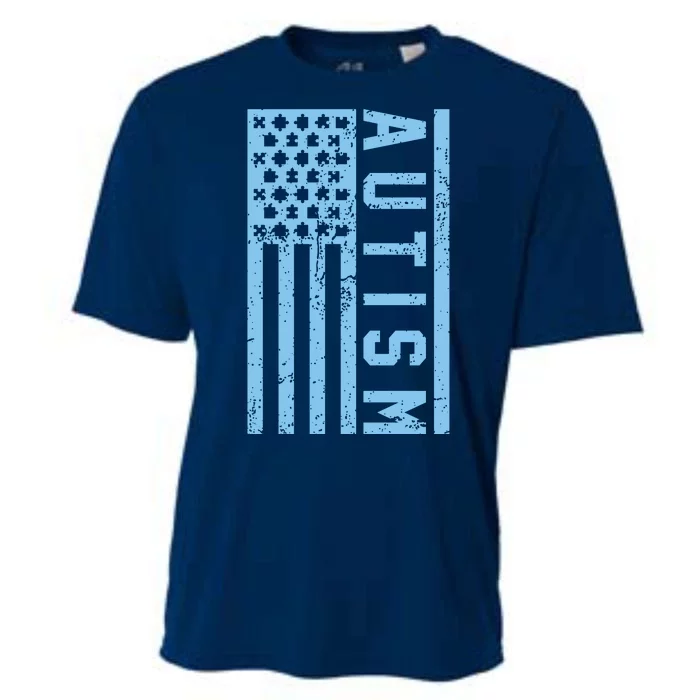 Distressed Autism Flag Cooling Performance Crew T-Shirt