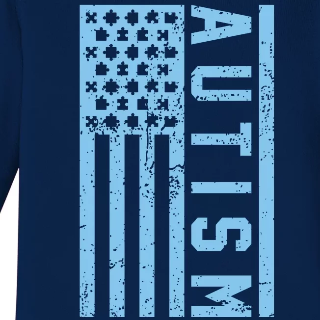 Distressed Autism Flag Baby Long Sleeve Bodysuit