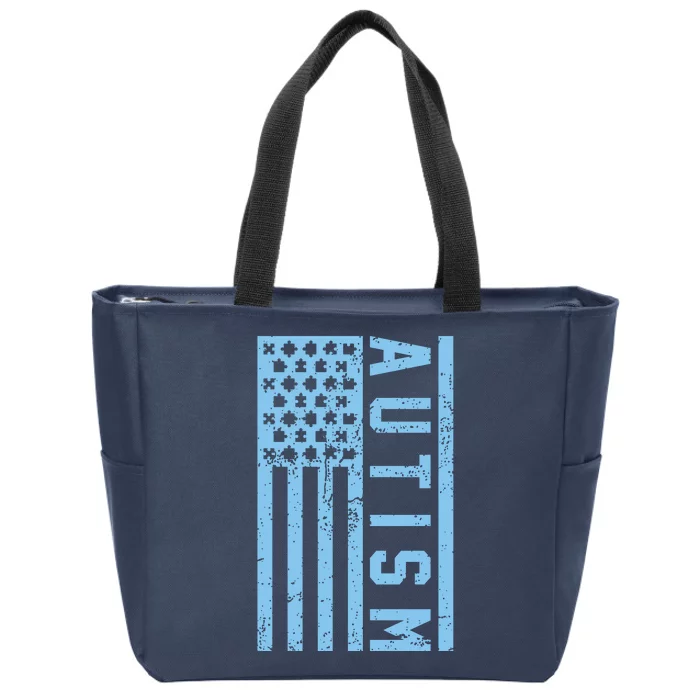 Distressed Autism Flag Zip Tote Bag