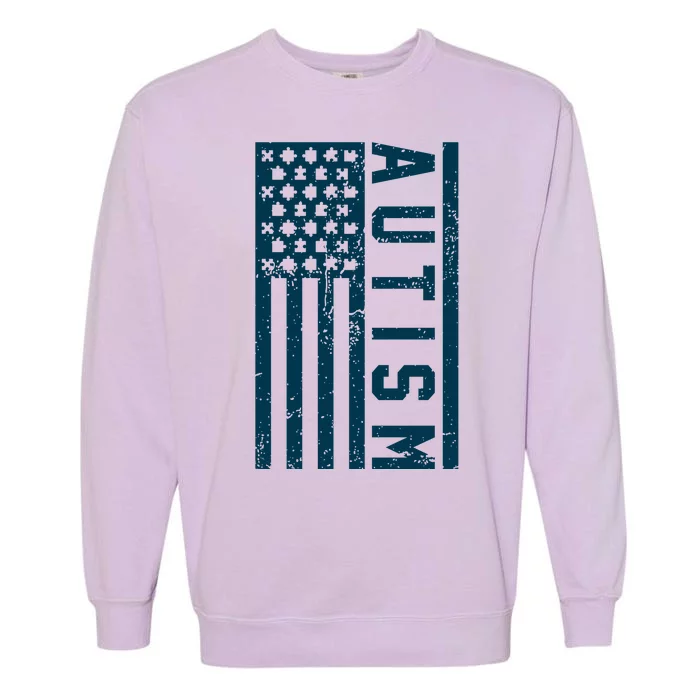 Distressed Autism Flag Garment-Dyed Sweatshirt