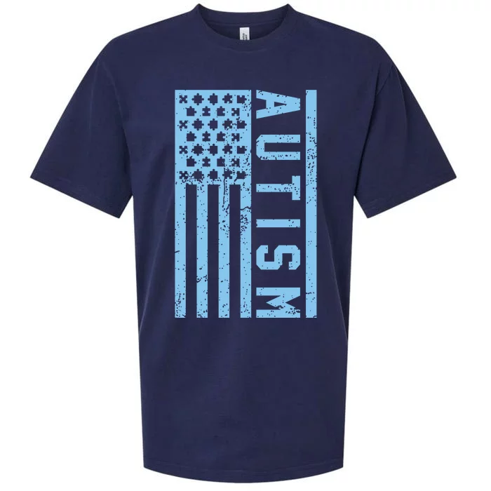 Distressed Autism Flag Sueded Cloud Jersey T-Shirt